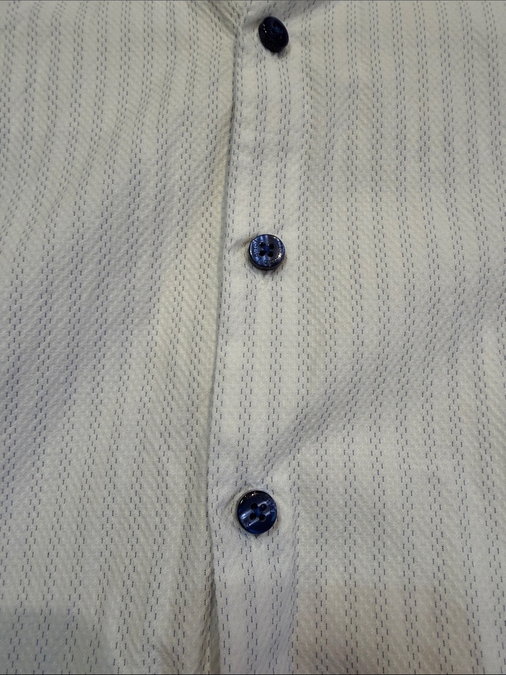 Christian Lacroix Men's White and Light Blue Stripe Dress Shirt - Picture 2 of 4